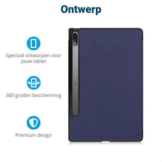 Lenovo Tab P12 Pro Hoes Tri-Fold Book Case Kunstleer Blauw afbeelding 4