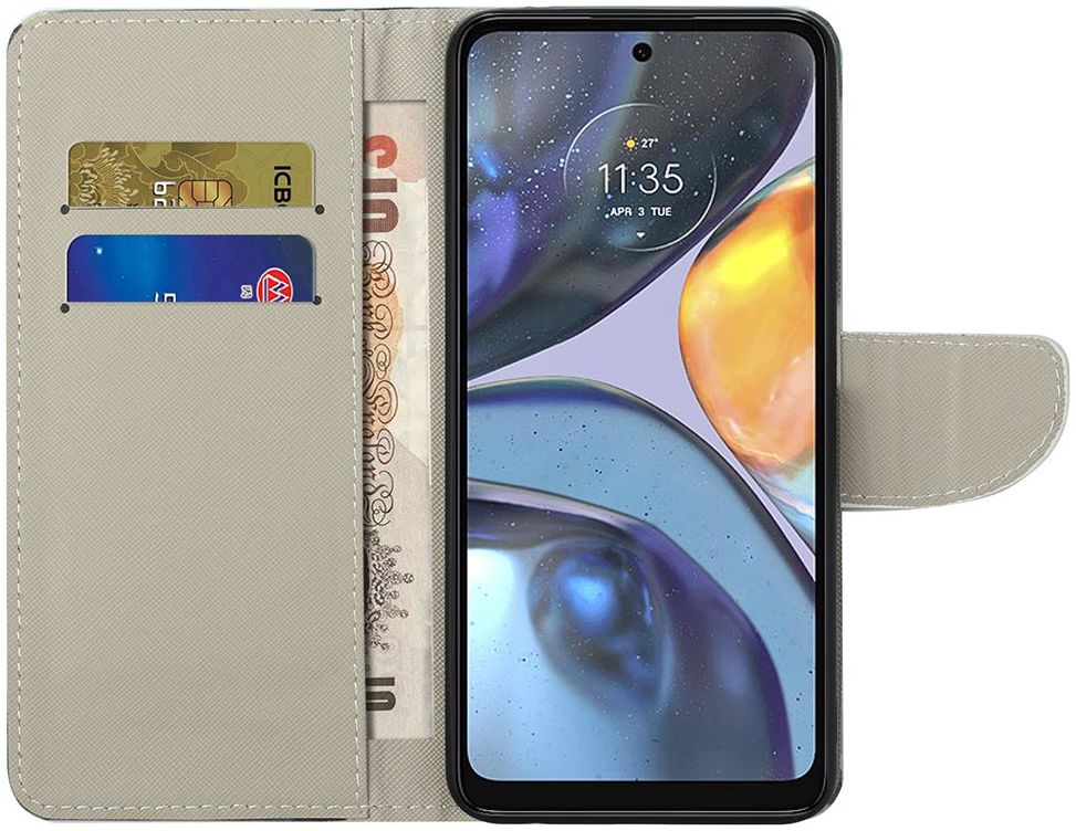 Motorola Moto G22 Hoesje Portemonnee Book Case met Dont Touch Print afbeelding 3