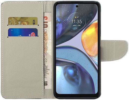 Motorola Moto G22 Hoesje Portemonnee Book Case met Dont Touch Print afbeelding 3