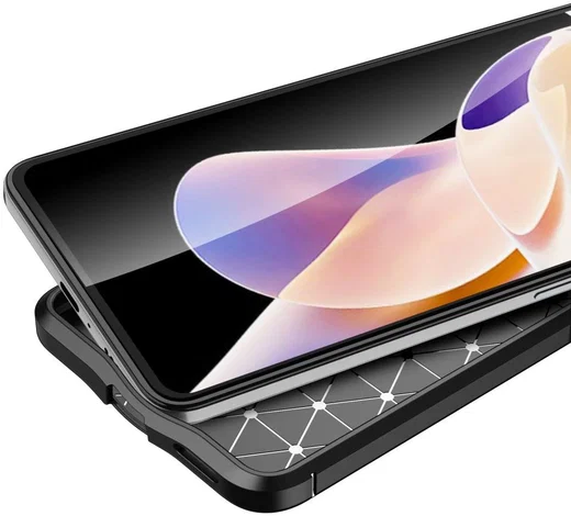 Xiaomi Poco X4 Pro Litchi Hoesje TPU met Leren Textuur Blauw afbeelding 3
