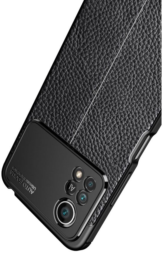 Xiaomi Poco X4 Pro Litchi Hoesje TPU met Leren Textuur Blauw afbeelding 4