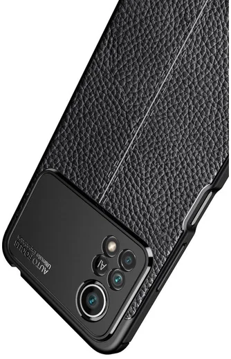 Xiaomi Poco X4 Pro Litchi Hoesje TPU met Leren Textuur Blauw afbeelding 4