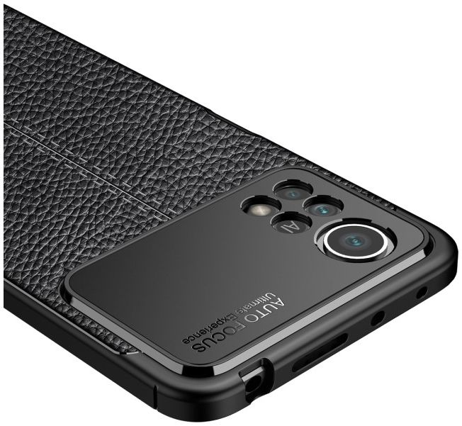 Xiaomi Poco X4 Pro Litchi Hoesje TPU met Leren Textuur Blauw afbeelding 5