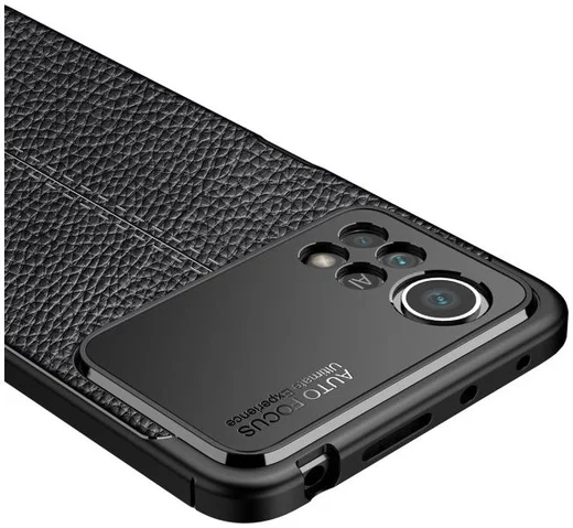 Xiaomi Poco X4 Pro Litchi Hoesje TPU met Leren Textuur Blauw afbeelding 5