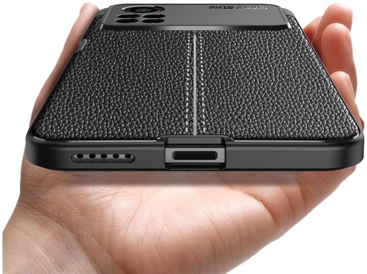 Xiaomi Poco X4 Pro Litchi Hoesje TPU met Leren Textuur Blauw afbeelding 7
