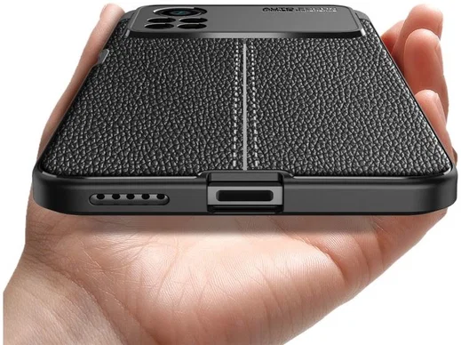 Xiaomi Poco X4 Pro Litchi Hoesje TPU met Leren Textuur Blauw afbeelding 7
