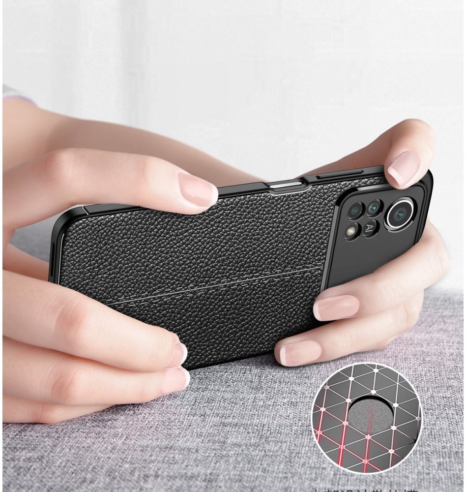Xiaomi Poco X4 Pro Litchi Hoesje TPU met Leren Textuur Blauw afbeelding 8
