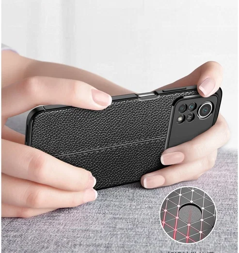 Xiaomi Poco X4 Pro Litchi Hoesje TPU met Leren Textuur Blauw afbeelding 8