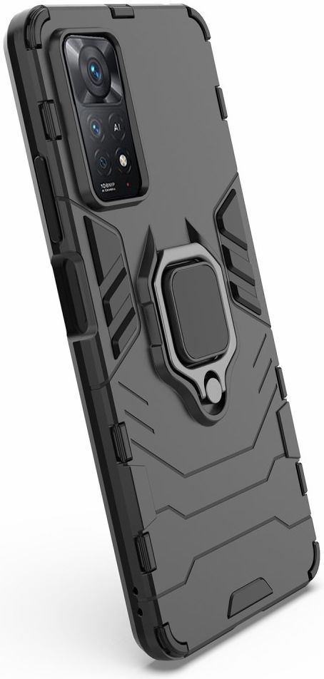 Xiaomi Redmi Note 11 Pro Hoesje Magnetische Ring Kickstand Zwart afbeelding 2