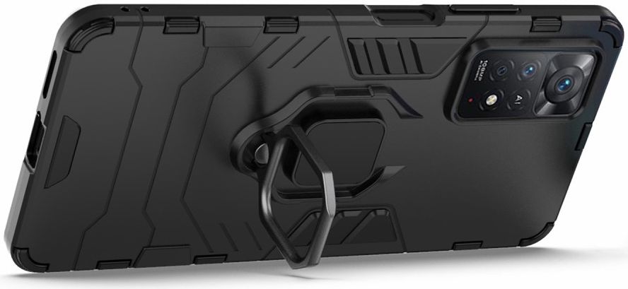 Xiaomi Redmi Note 11 Pro Hoesje Magnetische Ring Kickstand Zwart afbeelding 3