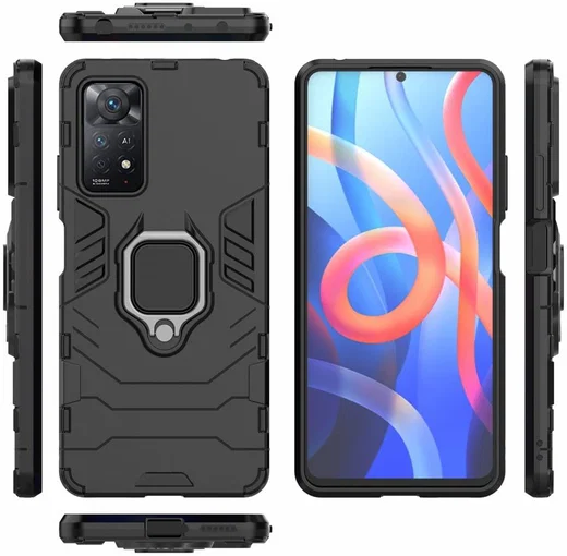 Xiaomi Redmi Note 11 Pro Hoesje Magnetische Ring Kickstand Zwart afbeelding 7