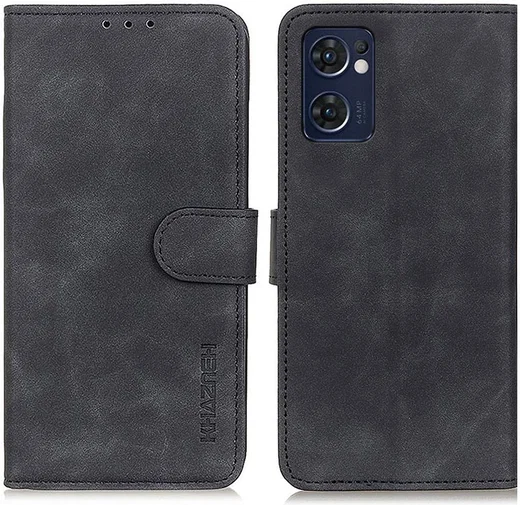 KHAZNEH Oppo Find X5 Lite Hoesje Retro Wallet Book Case Zwart afbeelding 2