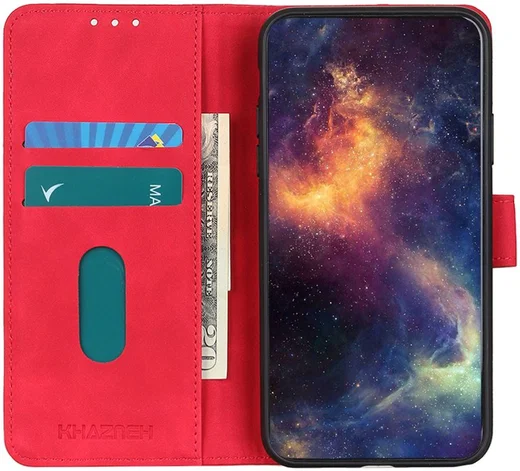 KHAZNEH Oppo Find X5 Lite Hoesje Retro Wallet Book Case Rood afbeelding 1