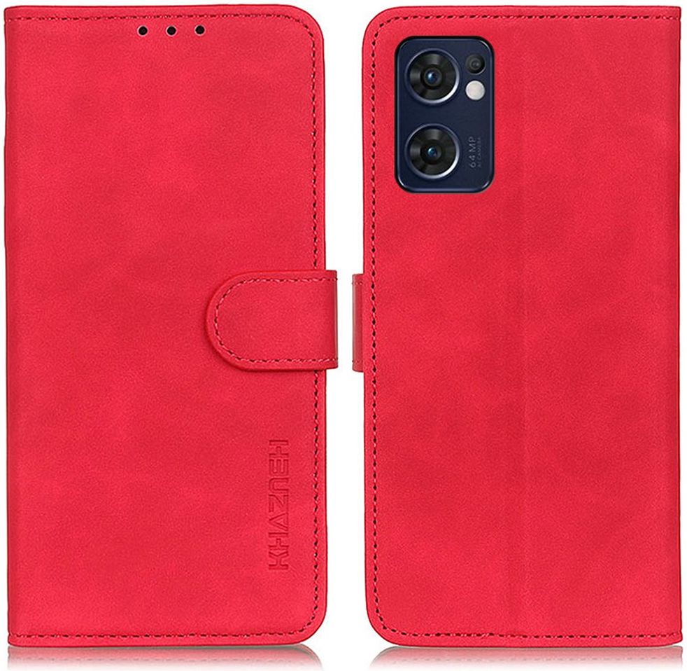 KHAZNEH Oppo Find X5 Lite Hoesje Retro Wallet Book Case Rood afbeelding 2