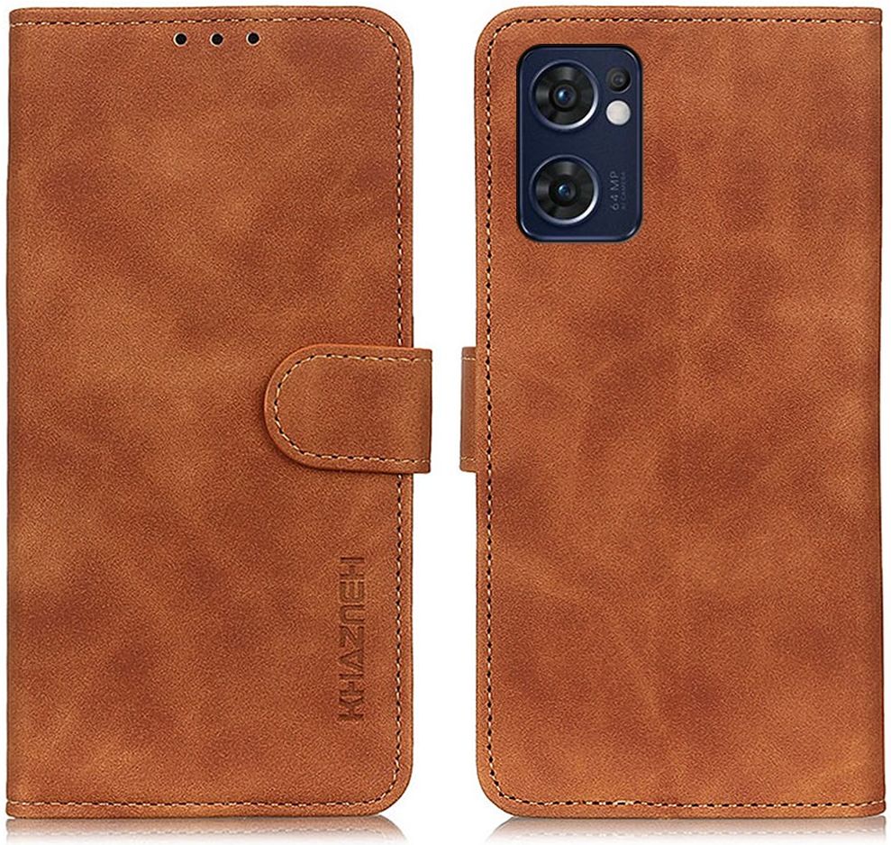 KHAZNEH Oppo Find X5 Lite Hoesje Retro Wallet Book Case Bruin afbeelding 2