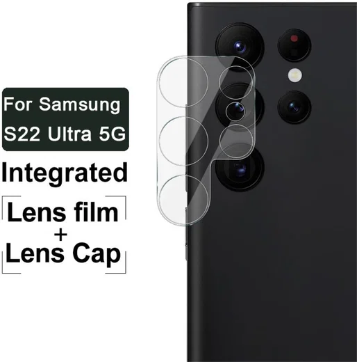 Imak Samsung Galaxy S22 Ultra Camera Lens Protector + Lens Cap Clear afbeelding 3