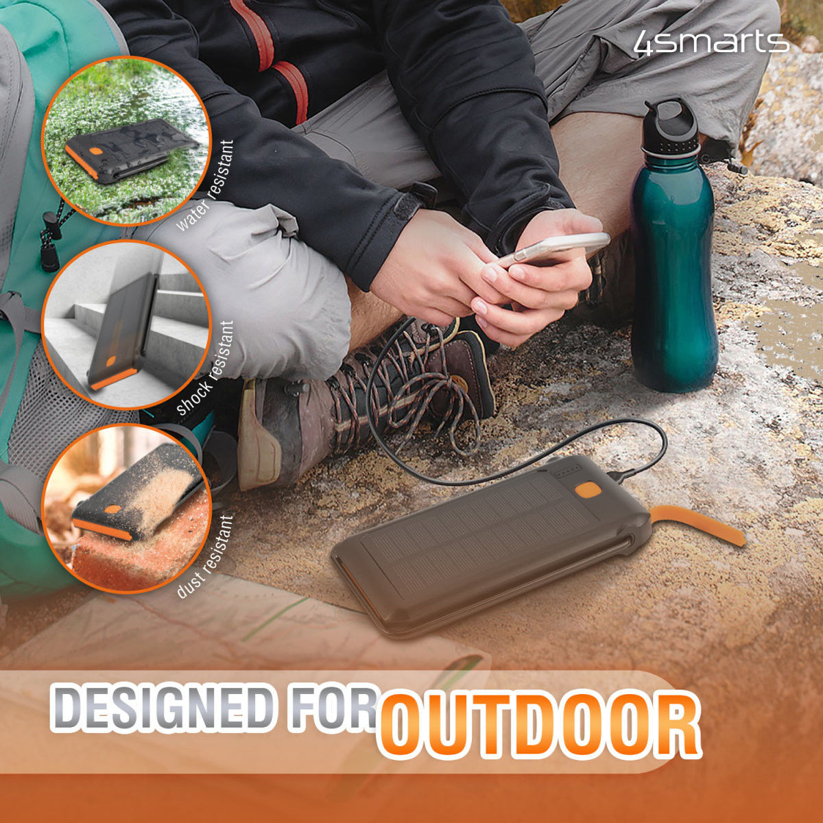 4smarts TitanPack Solar Powerbank 10.000 mAh met Stofdichte Poorten afbeelding 8
