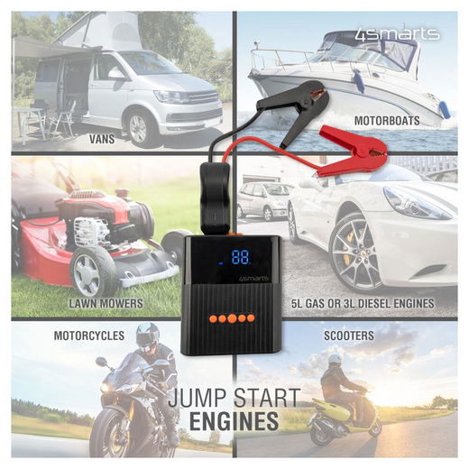 4smarts Pitstop+ 8.800 mAh Powerbank Jumpstarter voor Auto met Compressor afbeelding 6