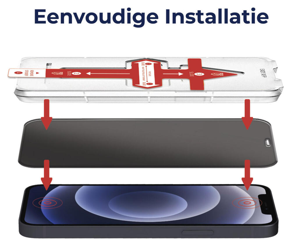 Rosso Apple iPhone 12 / 12 Pro Privacy Glass met Installatietray afbeelding 2