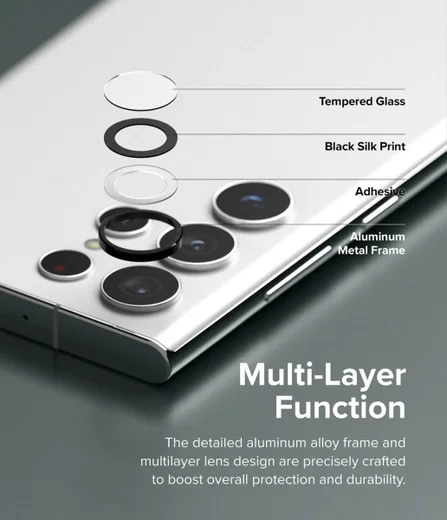 Ringke Frame Glass Samsung Galaxy S22 Ultra Camera Protector Zwart afbeelding 2