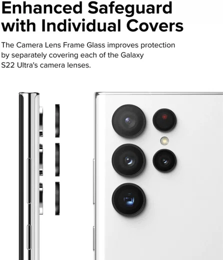 Ringke Frame Glass Samsung Galaxy S22 Ultra Camera Protector Zwart afbeelding 3