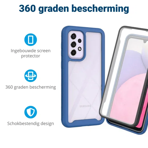 Samsung Galaxy A33 Hoesje Full Protect 360° Cover Hybride Blauw afbeelding 2