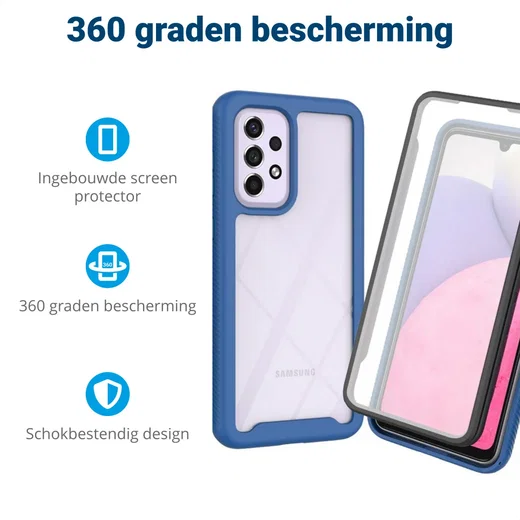 Samsung Galaxy A53 Hoesje Full Protect 360° Cover Hybride Blauw afbeelding 2
