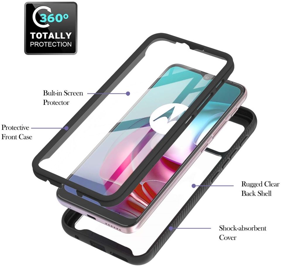 Motorola Moto G10/G20/G30 Hoesje Full Protect 360° Cover Hybride Zwart afbeelding 6