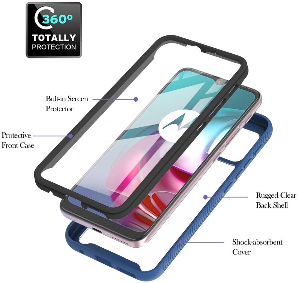 Motorola Moto G10/G20/G30 Hoesje Full Protect 360° Cover Hybride Blauw afbeelding 4