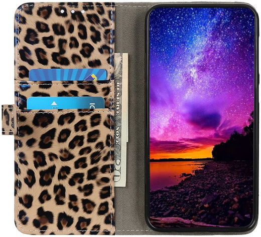 Motorola Moto G22 Hoesje Portemonnee Book Case met Luipaard Print afbeelding 2