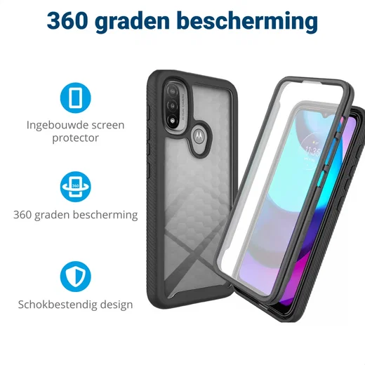 Motorola Moto E20 Hoesje Full Protect 360° Cover Hybride Zwart afbeelding 2
