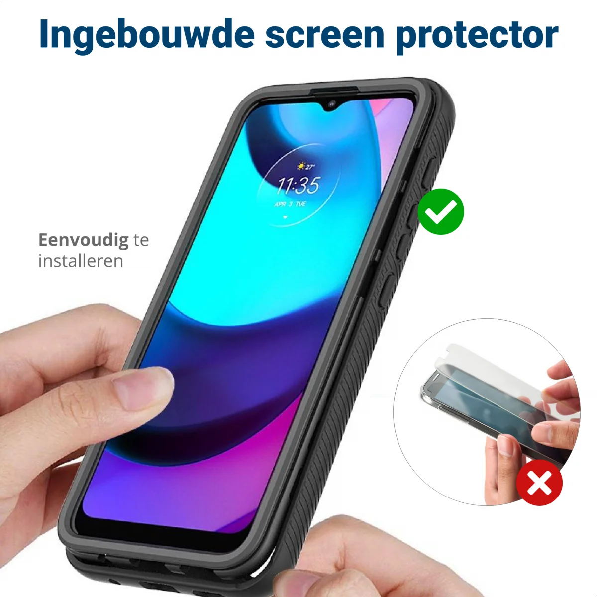 Motorola Moto E20 Hoesje Full Protect 360° Cover Hybride Blauw afbeelding 7