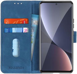 KHAZNEH Xiaomi 12 Pro Hoesje Retro Wallet Book Case Blauw afbeelding