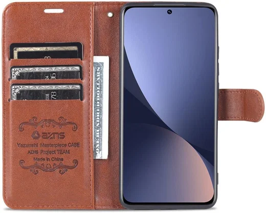 AZNS Xiaomi 12 / 12X Hoesje Wallet Book Case Kunstleer Bruin afbeelding 1