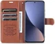 AZNS Xiaomi 12 / 12X Hoesje Wallet Book Case Kunstleer Bruin afbeelding 1