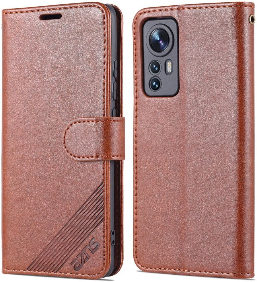 AZNS Xiaomi 12 / 12X Hoesje Wallet Book Case Kunstleer Bruin afbeelding 2