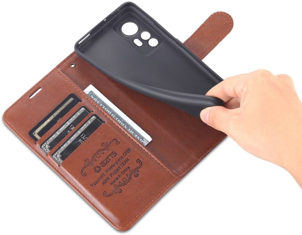 AZNS Xiaomi 12 / 12X Hoesje Wallet Book Case Kunstleer Bruin afbeelding 4