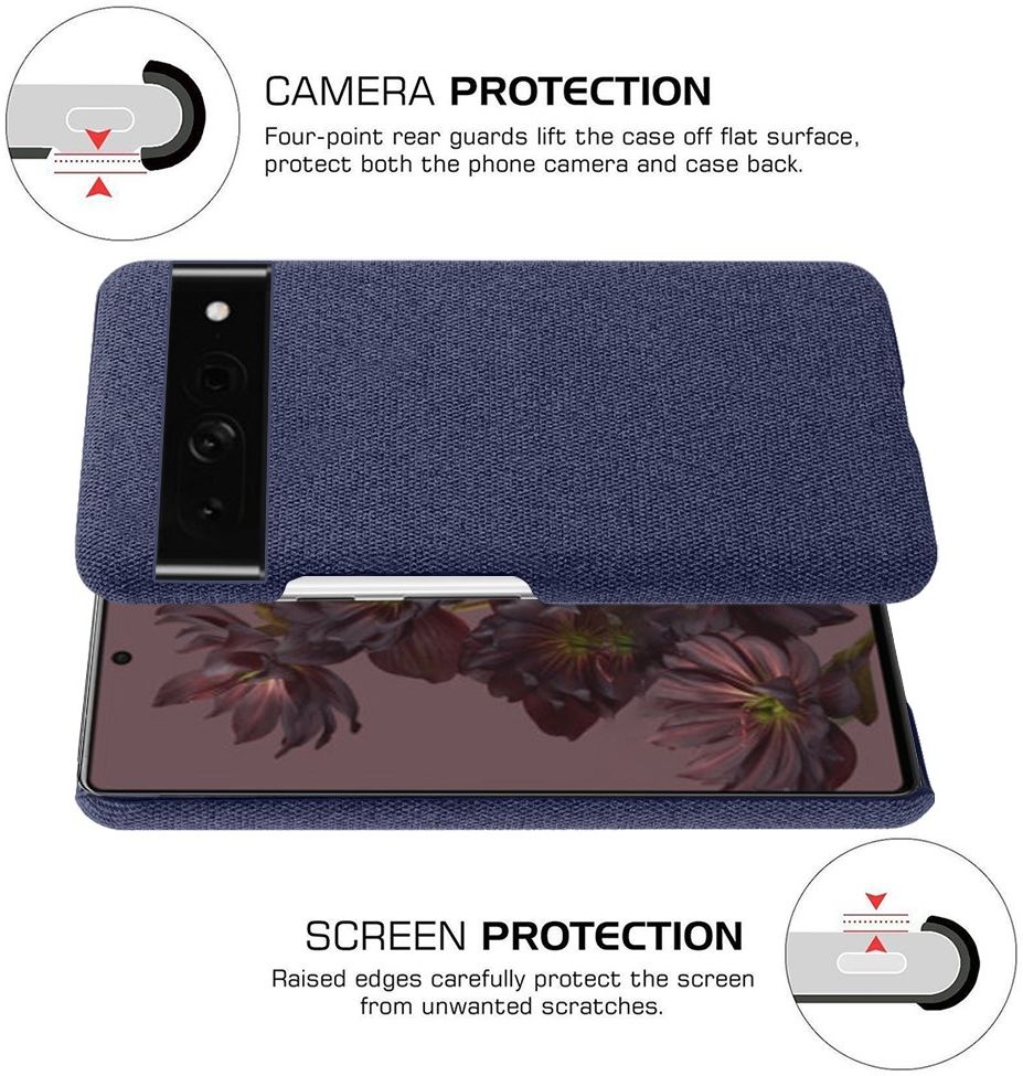 Google Pixel 7 Pro Hoesje met Stoffen Afwerking Blauw afbeelding 5