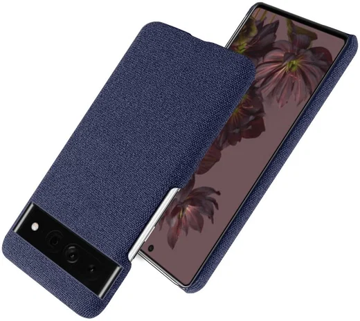 Google Pixel 7 Pro Hoesje met Stoffen Afwerking Blauw afbeelding 7