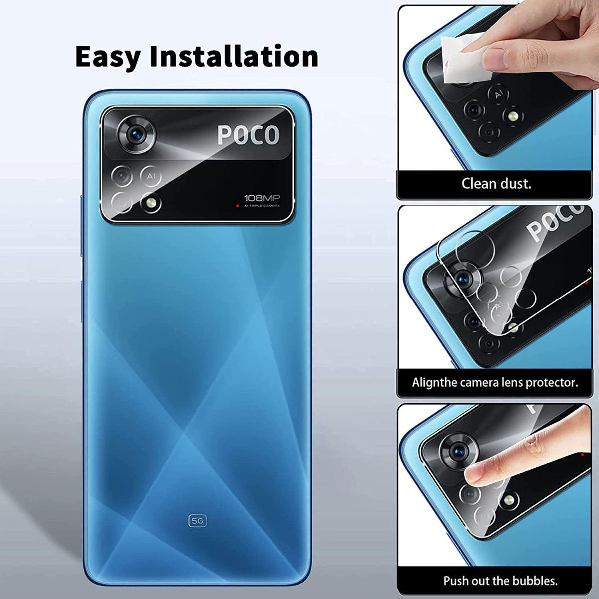 Xiaomi Poco X4 Pro Camera Lens Protector 3D Tempered Glass (2-Pack) afbeelding 4