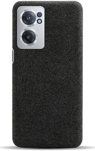 OnePlus Nord CE 2 Hoesje met Stoffen Afwerking Zwart afbeelding 2
