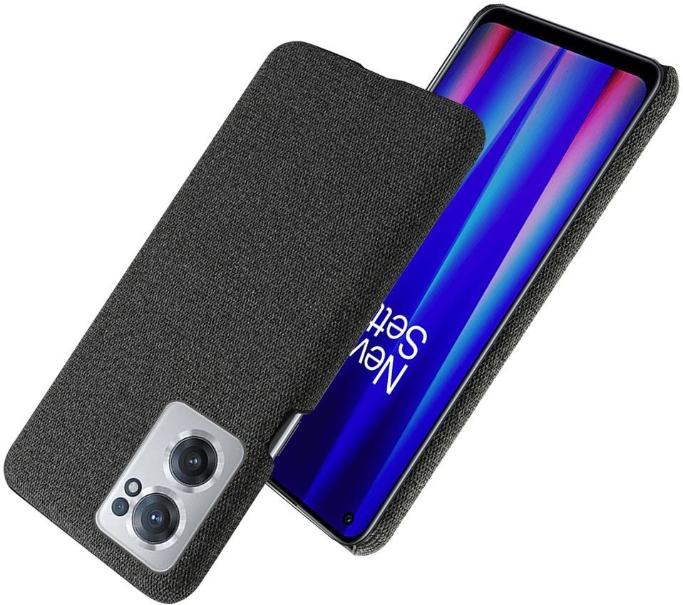 OnePlus Nord CE 2 Hoesje met Stoffen Afwerking Zwart afbeelding 5