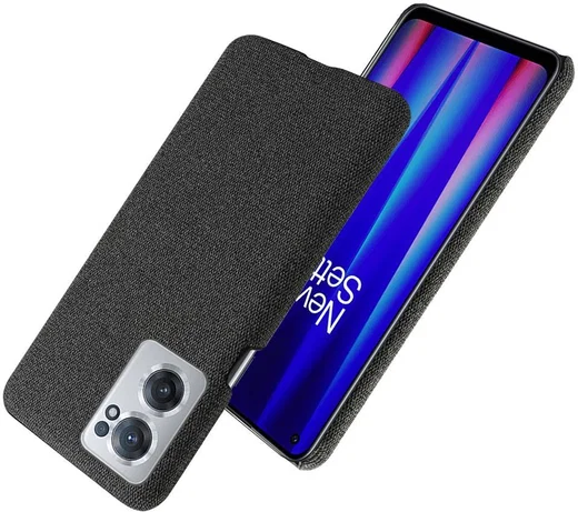 OnePlus Nord CE 2 Hoesje met Stoffen Afwerking Zwart afbeelding 5