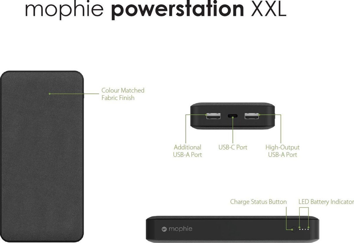 Mophie Powerstation XXL Powerbank 20.000 mAh 18W PD Zwart afbeelding 6