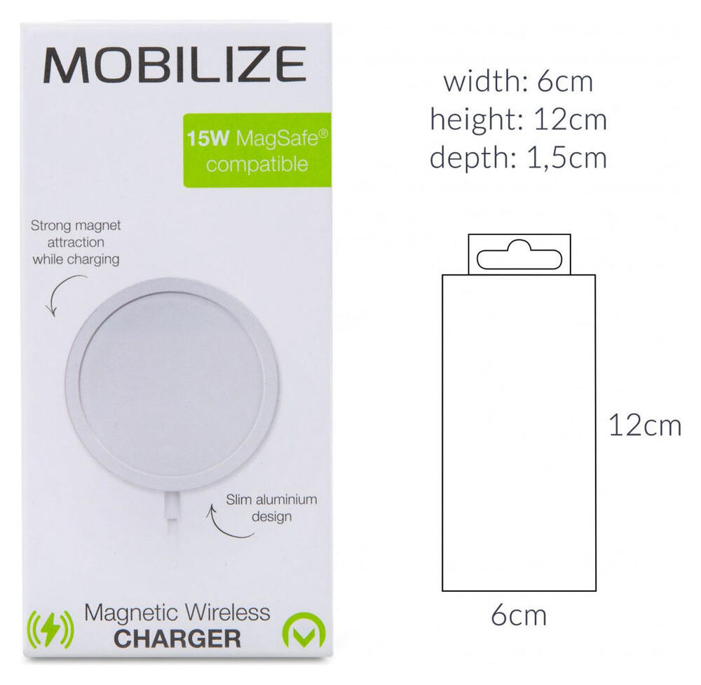 Mobilize 15W Magnetische en Draadloze MagSafe Oplader Aluminium Wit afbeelding 6
