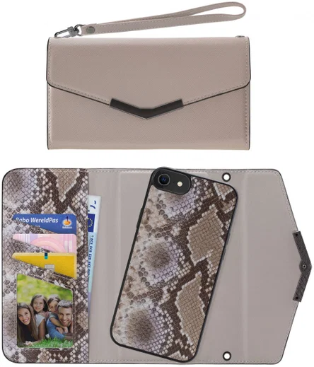 Mobilize Velvet Clutch iPhone 6(S)/7/8/SE (2020/2022) Hoesje Beige afbeelding 3