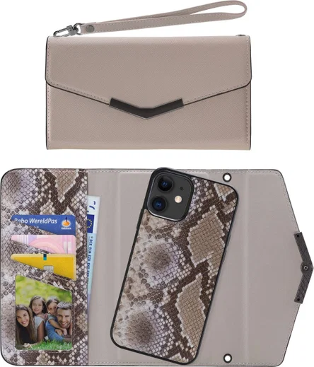 Mobilize Velvet Clutch Apple iPhone 11 / XR Hoesje Beige Snake afbeelding 5