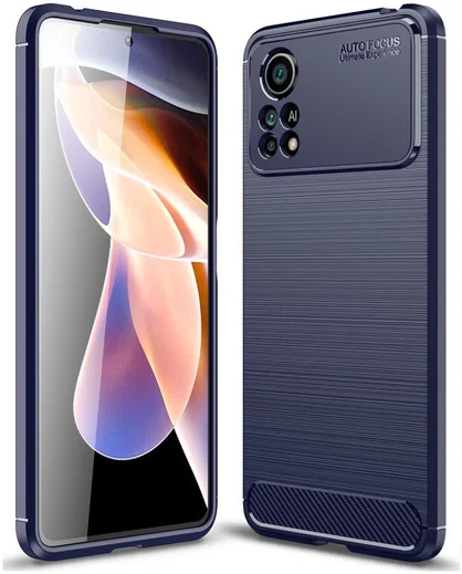 Xiaomi Poco X4 Pro Hoesje Geborsteld TPU Flexibele Back Cover Blauw afbeelding 4