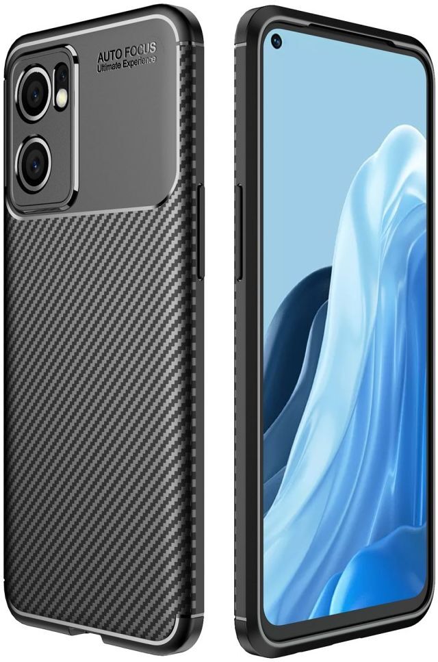 Oppo Find X5 Lite Hoesje Siliconen Carbon TPU Back Cover Zwart afbeelding 1