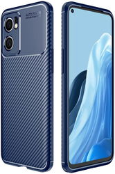 Oppo Find X5 Lite Hoesje Siliconen Carbon TPU Back Cover Blauw afbeelding